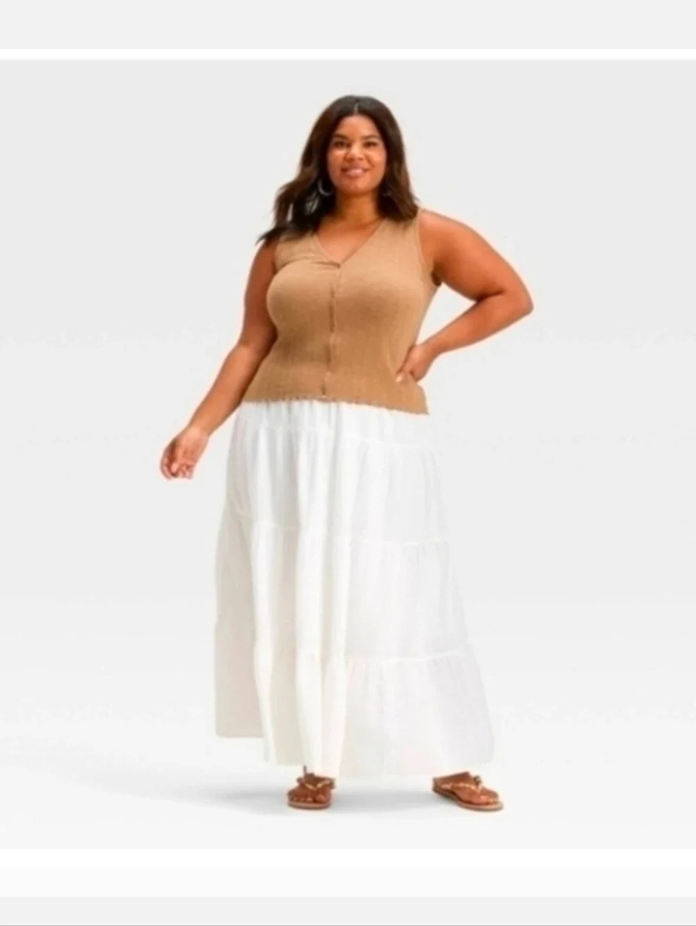 Universal Thread Women's Crinkle Gauze Pull-On Maxi Skirt White Size L